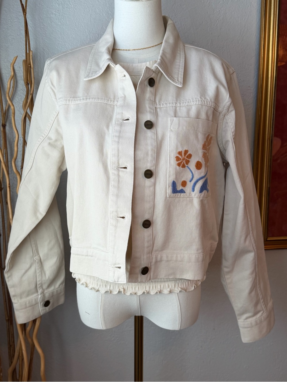 42~ NWT L*Space  Cream Embroidered Cotton Jacket - Size Small